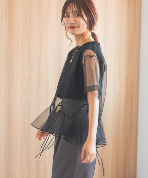 mysty woman チュールレイヤードTシャツ ブラック FREE ウィメンズインナー ミスティーウーマン 575219 and ST アンドエスティ(旧ドットエスティ) mysty woman チュールレイヤードTシャツ ブラック FREE ウィメンズインナー ミスティーウーマン 575219 and ST アンドエスティ(旧ドットエスティ)