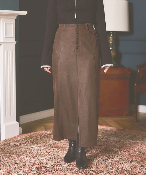 mysty woman 【SMサイズ展開】ヌバックライクナロースカート ブラウン S ウィメンズボトムス ミスティーウーマン 582502 and ST アンドエスティ(旧ドットエスティ) mysty woman 【SMサイズ展開】ヌバックライクナロースカート ブラウン S ウィメンズボトムス ミスティーウーマン 582502 and ST アンドエスティ(旧ドットエスティ)