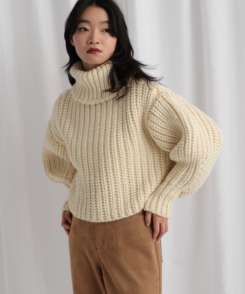 mysty woman ローゲージザックリ編みタートル ナチュラル FREE ウィメンズインナー ミスティーウーマン 603786 and ST アンドエスティ（旧ドットエスティ）