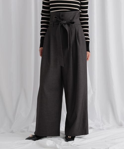 mysty woman ウエスト折り返しワイドパンツ チャコールグレー FREE ウィメンズボトムス ミスティーウーマン 605431 and ST アンドエスティ（旧ドットエスティ）