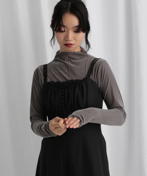 mysty woman シアーベロアプチハイネック グレー FREE ウィメンズインナー ミスティーウーマン 607967 and ST アンドエスティ（旧ドットエスティ）