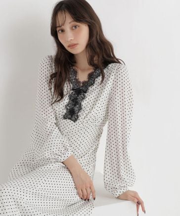 ドットプリントレーストリムワンピース | [公式]NATURAL BEAUTY BASIC