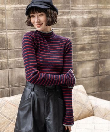 配色ステッチリブニットプルオーバー | [公式]ニコアンド（niko and