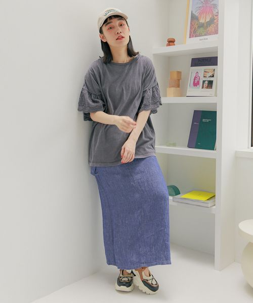 niko and .FINEリネンツイルスカート ブルー L ウィメンズボトムス ニコアンド 142539 and ST アンドエスティ(旧ドットエスティ) niko and .FINEリネンツイルスカート ブルー L ウィメンズボトムス ニコアンド 142539 and ST アンドエスティ(旧ドットエスティ)