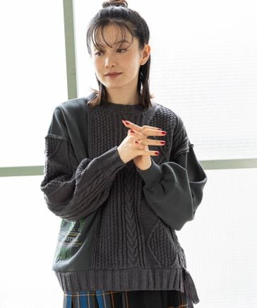 ニコアンドbe with MMisayo リメイクライクプルオーバー杢グレー新品 ニコアンド【be with M】 Misayoリメイクライクプルオーバー