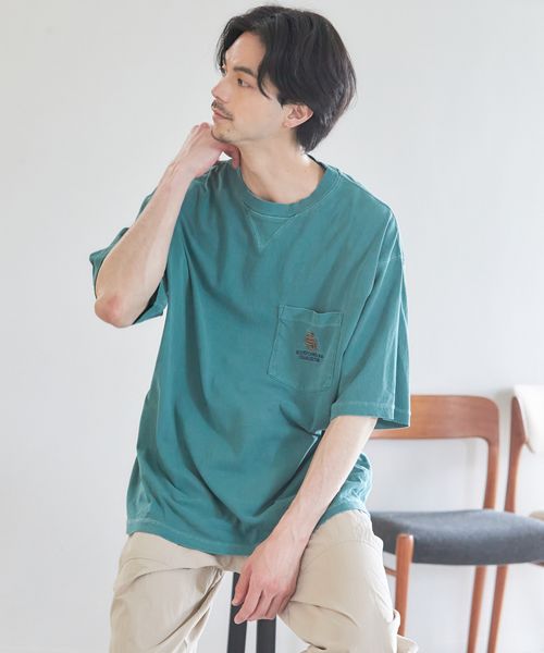 ピグメント刺繍ポケットTシャツ M