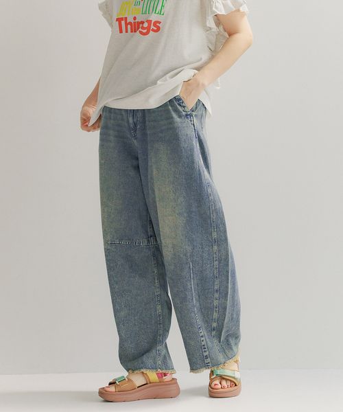niko and .セルフカットバレルパンツ ブルー M ウィメンズボトムス ニコアンド 232761 and ST アンドエスティ(旧ドットエスティ) niko and .セルフカットバレルパンツ ブルー M ウィメンズボトムス ニコアンド 232761 and ST アンドエスティ(旧ドットエスティ)
