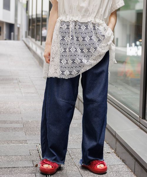 niko and .セルフカットバレルパンツ ネイビー M ウィメンズボトムス ニコアンド 232761 and ST アンドエスティ(旧ドットエスティ) niko and .セルフカットバレルパンツ ネイビー M ウィメンズボトムス ニコアンド 232761 and ST アンドエスティ(旧ドットエスティ)
