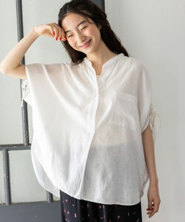 ニコアンド こなれバンドカラーシャツ Long メイクスタッフ