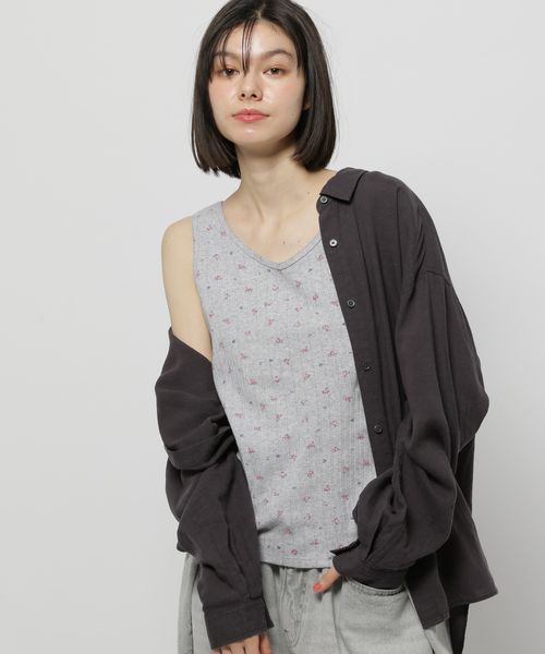 niko and .小花アイレットテレコタンクトップ グレー M ウィメンズインナー ニコアンド 234915 and ST アンドエスティ(旧ドットエスティ) niko and .小花アイレットテレコタンクトップ グレー M ウィメンズインナー ニコアンド 234915 and ST アンドエスティ(旧ドットエスティ)