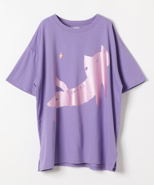 niko and .【tsumori chisato(ツモリチサト)】コラボ ネコプリントTシャツ パープル L ウィメンズインナー ニコアンド 241253 and ST アンドエスティ(旧ドットエスティ) niko and .【tsumori chisato(ツモリチサト)】コラボ ネコプリントTシャツ パープル L ウィメンズインナー ニコアンド 241253 and ST アンドエスティ(旧ドットエスティ)