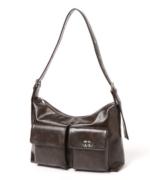 niko and .ハトメWポケットショルダーバッグ[tiny tiny(ティニーティニー)]【新色予約】 ブラウン ｔｉｎｙ ｔｉｎｙ ニコアンド 250276 and ST アンドエスティ（旧ドットエスティ）