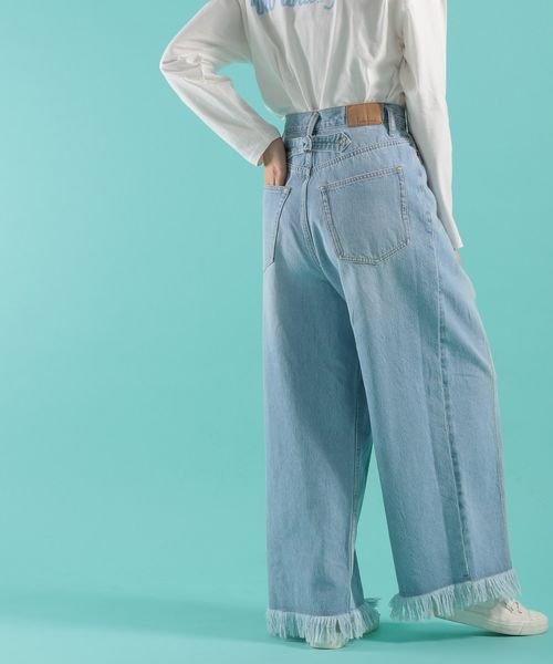 [niko andJEANS 2022SS]ワイドフリンジデニムパンツ M