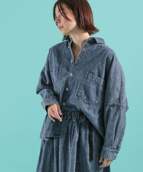 [niko and JEANS 2022SS]ドロップビッグデニムシャツ F