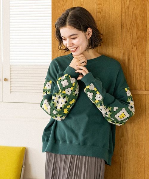 niko and .クロシェコンビプルオーバー グリーン M ウィメンズインナー ニコアンド 282748 and ST アンドエスティ(旧ドットエスティ) niko and .クロシェコンビプルオーバー グリーン M ウィメンズインナー ニコアンド 282748 and ST アンドエスティ(旧ドットエスティ)