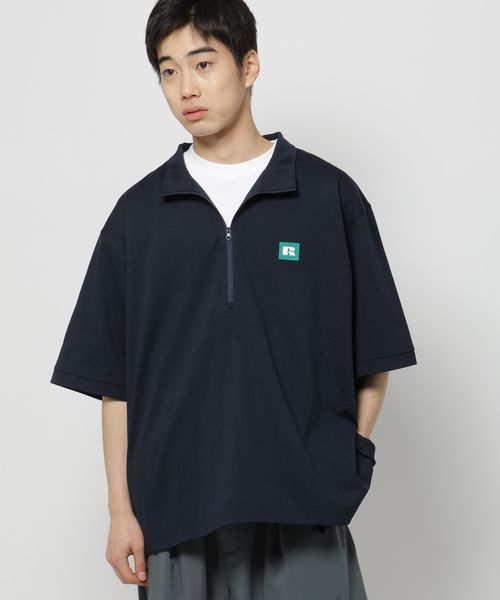 niko and .【Russell Athletic(ラッセルアスレティック)】別注ストレッチジャージーハーフジップT ネイビー L メンズインナー ニコアンド 283109 and ST アンドエスティ(旧ドットエスティ) niko and .【Russell Athletic(ラッセルアスレティック)】別注ストレッチジャージーハーフジップT ネイビー L メンズインナー ニコアンド 283109 and ST アンドエスティ(旧ドットエスティ)