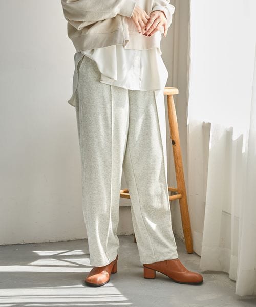 niko and .2WAYラビットベロアパンツ【新色予約】 ライトグレー ウィメンズボトムス ニコアンド 290679 and ST アンドエスティ（旧ドットエスティ）