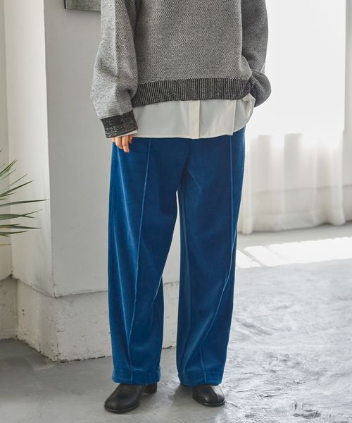 niko and .2WAYラビットベロアパンツ【新色予約】 ダークブルー ウィメンズボトムス ニコアンド 290679 and ST アンドエスティ（旧ドットエスティ）