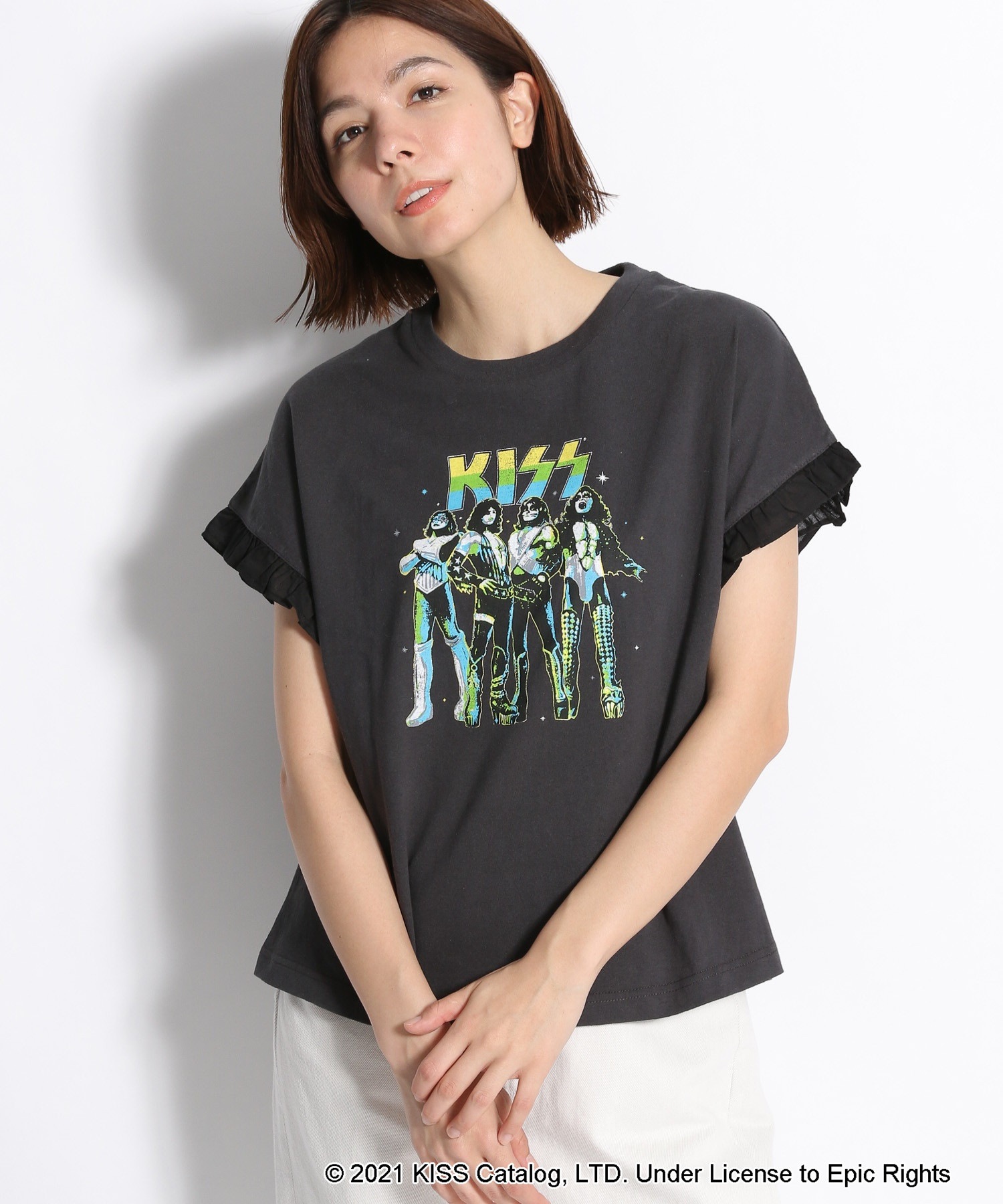 Kiss キッス コラボフリル袖ロックtシャツ 公式 ニコアンド Niko And 通販
