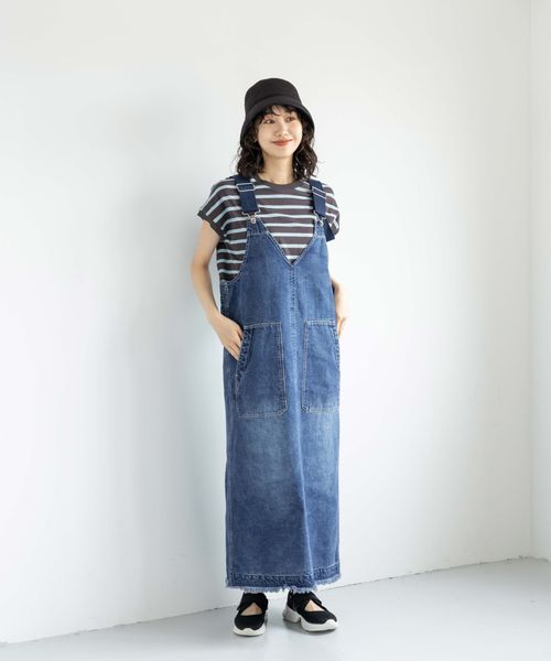 [niko and ...JEANS 2023AW]Ｖワークサロペットスカート M