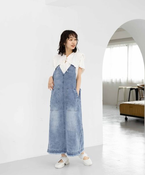 [niko and ...JEANS 2023AW]Ｖワークサロペットスカート M