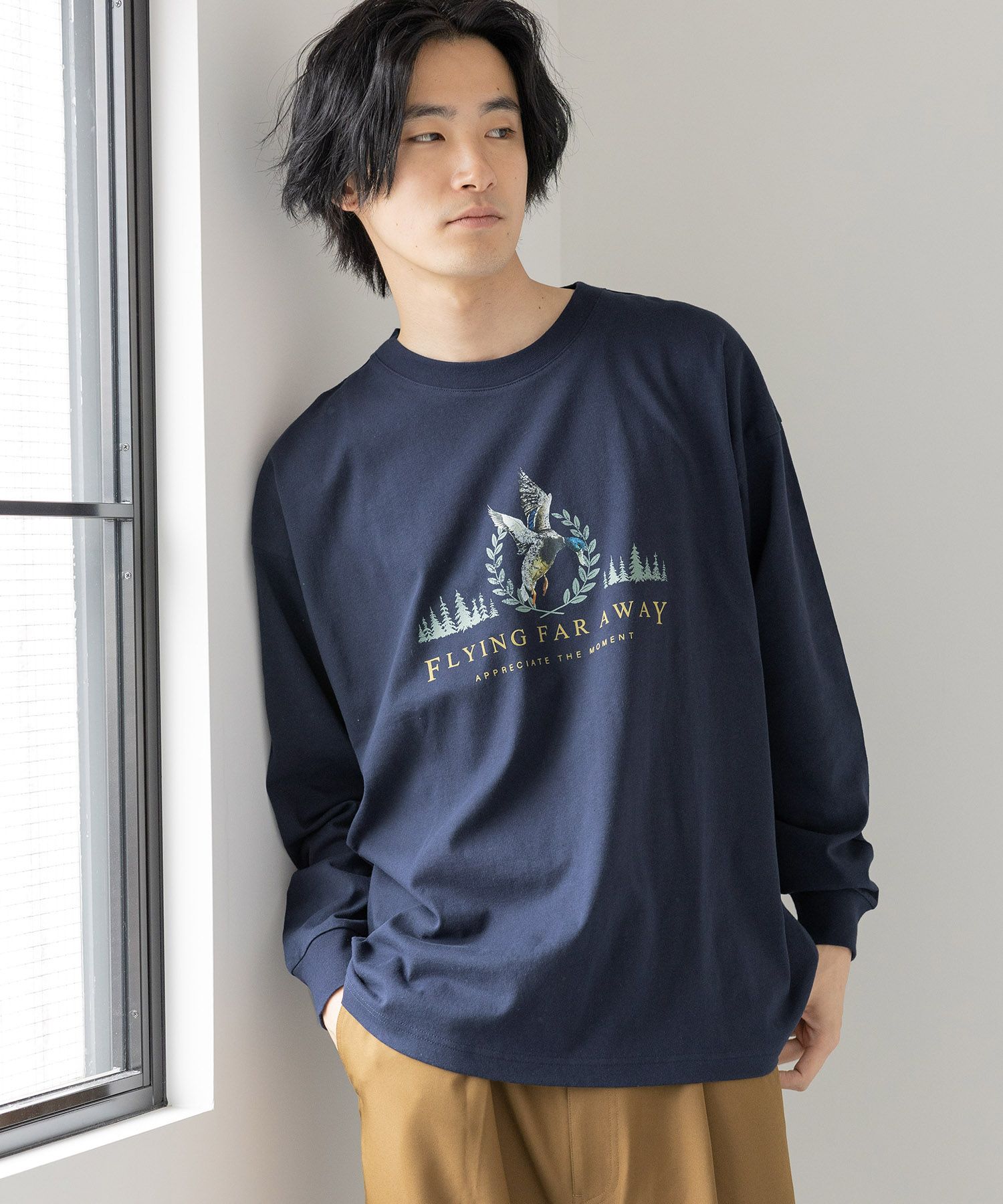 アニマルモチーフプリントロングTシャツ M