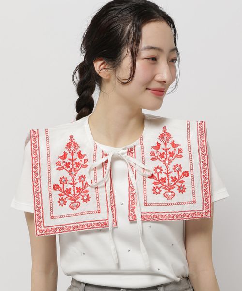 niko and .オリジナルリネン刺繍付け襟 ライトグレー ウィメンズグッズ ニコアンド 318543 and ST アンドエスティ(旧ドットエスティ) niko and .オリジナルリネン刺繍付け襟 ライトグレー ウィメンズグッズ ニコアンド 318543 and ST アンドエスティ(旧ドットエスティ)