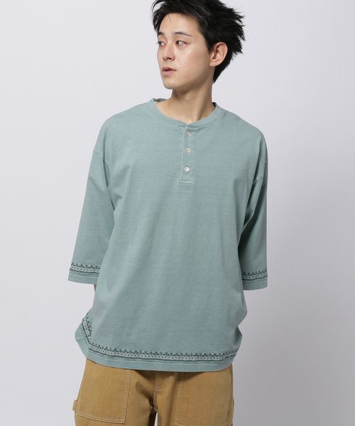 niko and .エンブロイダリーヘンリーネックTシャツ グリーン M メンズインナー ニコアンド 325463 and ST アンドエスティ(旧ドットエスティ) niko and .エンブロイダリーヘンリーネックTシャツ グリーン M メンズインナー ニコアンド 325463 and ST アンドエスティ(旧ドットエスティ)