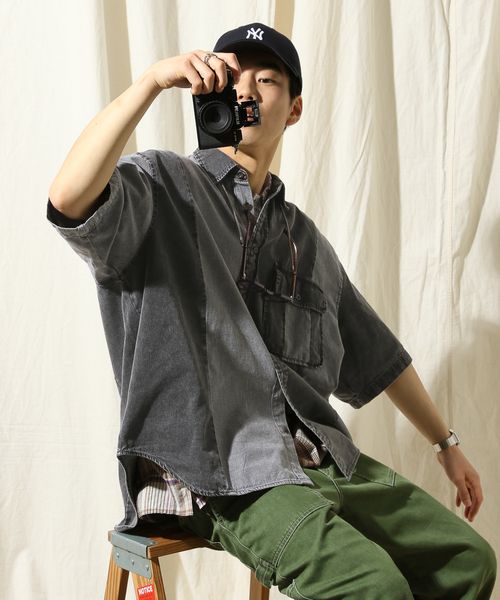 パッチワークデニム半袖シャツ[niko and JEANS 2025SS