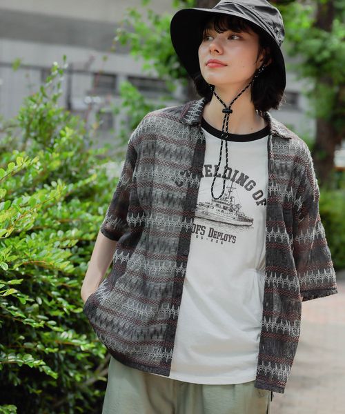 niko and .幾何柄ボーダーシャツ チャコールグレー L ウィメンズインナー ニコアンド 328495 and ST アンドエスティ(旧ドットエスティ) niko and .幾何柄ボーダーシャツ チャコールグレー L ウィメンズインナー ニコアンド 328495 and ST アンドエスティ(旧ドットエスティ)