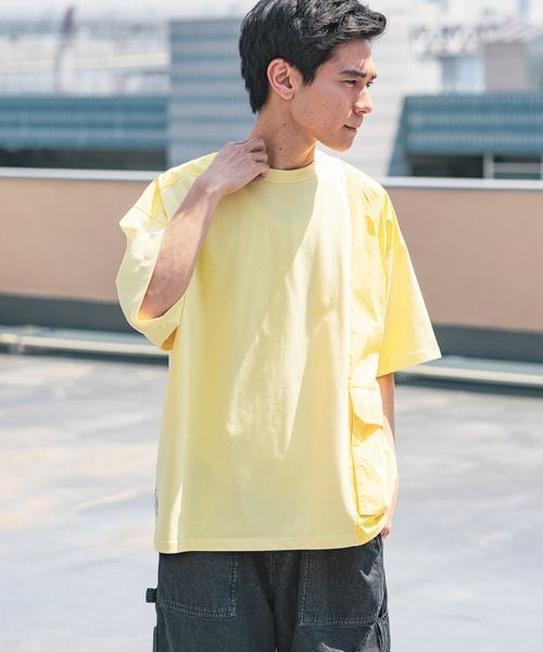niko and .異素材アウトポケット付きTシャツ イエロー L メンズインナー ニコアンド 451723 and ST アンドエスティ(旧ドットエスティ) niko and .異素材アウトポケット付きTシャツ イエロー L メンズインナー ニコアンド 451723 and ST アンドエスティ(旧ドットエスティ)