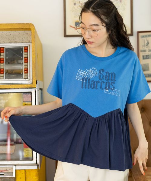 niko and .フレアヘムプリントTシャツ ライトブルー L ウィメンズインナー ニコアンド 451760 and ST アンドエスティ(旧ドットエスティ) niko and .フレアヘムプリントTシャツ ライトブルー L ウィメンズインナー ニコアンド 451760 and ST アンドエスティ(旧ドットエスティ)