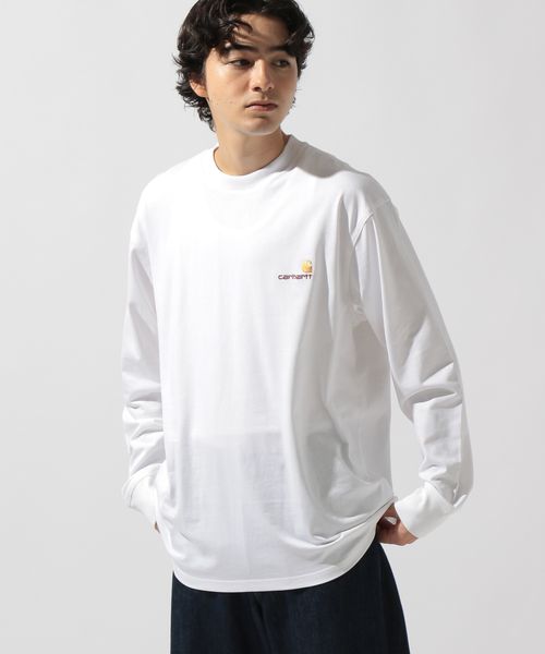 niko and .【Carhartt WIP(カーハートダブリューアイピー)】アメリカンスクリプトロングTシャツ ライトグレー M メンズインナー ニコアンド 452917 and ST アンドエスティ（旧ドットエスティ）