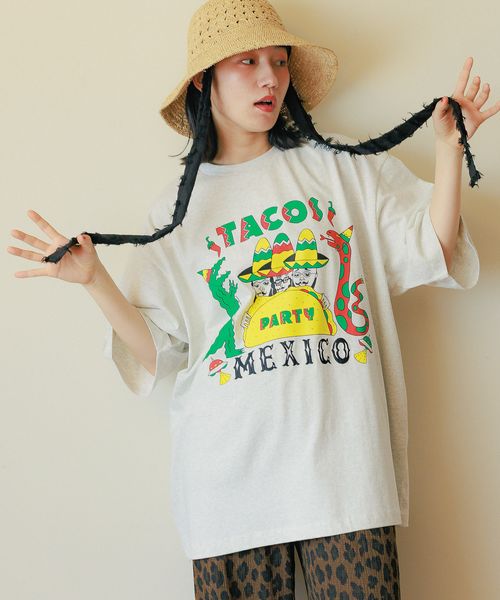 niko and .【MEXICOらへん】chi-beeコラボTシャツ【UNISEX】 ライトグレー M ウィメンズインナー ニコアンド 491111 and ST アンドエスティ(旧ドットエスティ) niko and .【MEXICOらへん】chi-beeコラボTシャツ【UNISEX】 ライトグレー M ウィメンズインナー ニコアンド 491111 and ST アンドエスティ(旧ドットエスティ)