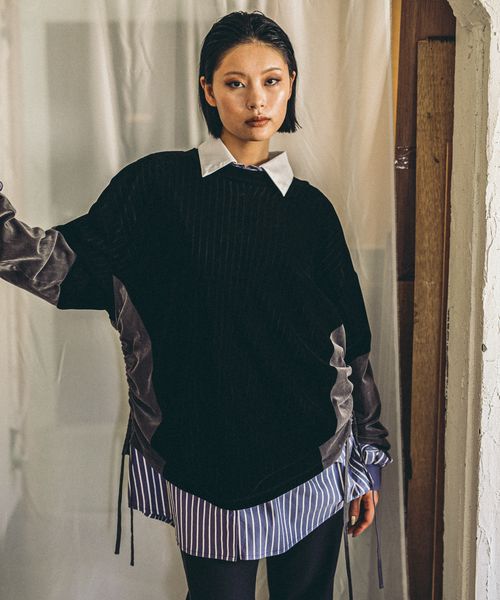 niko and .[MODE NORM CORE] チュールベロアルーズプルオーバー シルバー FREE ウィメンズインナー ニコアンド 492871 and ST アンドエスティ（旧ドットエスティ）