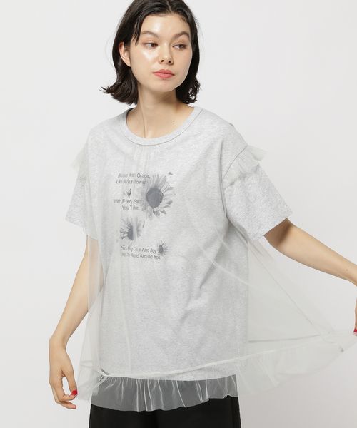 niko and .チュールレイヤーフラワーフォトTシャツ グレー L ウィメンズインナー ニコアンド 492901 and ST アンドエスティ(旧ドットエスティ) niko and .チュールレイヤーフラワーフォトTシャツ グレー L ウィメンズインナー ニコアンド 492901 and ST アンドエスティ(旧ドットエスティ)