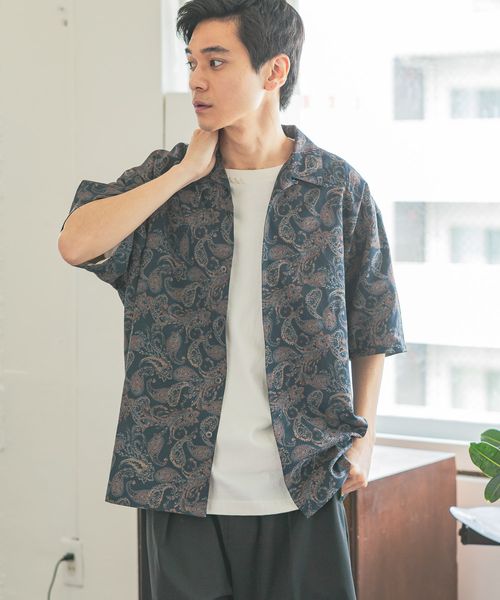 niko and .ペイズリープリントシャツ ネイビー L メンズインナー ニコアンド 494874 and ST アンドエスティ(旧ドットエスティ) niko and .ペイズリープリントシャツ ネイビー L メンズインナー ニコアンド 494874 and ST アンドエスティ(旧ドットエスティ)