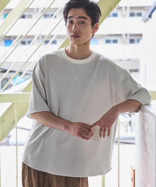 niko and .配色ワッフルTシャツ ライトグレー M メンズインナー ニコアンド 496101 and ST アンドエスティ(旧ドットエスティ) niko and .配色ワッフルTシャツ ライトグレー M メンズインナー ニコアンド 496101 and ST アンドエスティ(旧ドットエスティ)