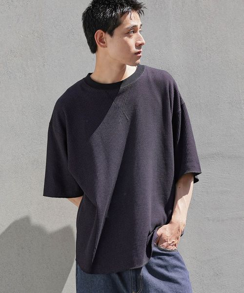 niko and .配色ワッフルTシャツ シルバー L メンズインナー ニコアンド 496101 and ST アンドエスティ(旧ドットエスティ) niko and .配色ワッフルTシャツ シルバー L メンズインナー ニコアンド 496101 and ST アンドエスティ(旧ドットエスティ)