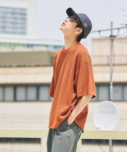 niko and .配色ワッフルTシャツ オレンジ M メンズインナー ニコアンド 496101 and ST アンドエスティ(旧ドットエスティ) niko and .配色ワッフルTシャツ オレンジ M メンズインナー ニコアンド 496101 and ST アンドエスティ(旧ドットエスティ)