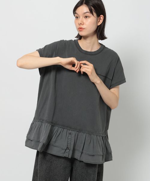niko and .ティアード布帛レイヤーTシャツ チャコールグレー L ウィメンズインナー ニコアンド 496225 and ST アンドエスティ(旧ドットエスティ) niko and .ティアード布帛レイヤーTシャツ チャコールグレー L ウィメンズインナー ニコアンド 496225 and ST アンドエスティ(旧ドットエスティ)