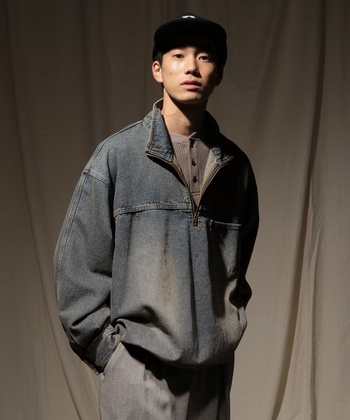 niko and .DENIM HALF-ZIP[niko and ...JEANS 2025AW] ブルー L メンズインナー ニコアンド 496316 and ST アンドエスティ（旧ドットエスティ）