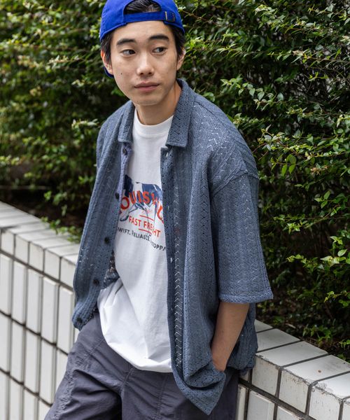 niko and .ラッセル透かし編み柄シャツ ライトブルー L メンズインナー ニコアンド 496336 and ST アンドエスティ(旧ドットエスティ) niko and .ラッセル透かし編み柄シャツ ライトブルー L メンズインナー ニコアンド 496336 and ST アンドエスティ(旧ドットエスティ)