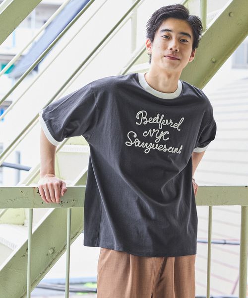 niko and .コード刺繍リンガーTシャツ チャコールグレー M メンズインナー ニコアンド 498900 and ST アンドエスティ(旧ドットエスティ) niko and .コード刺繍リンガーTシャツ チャコールグレー M メンズインナー ニコアンド 498900 and ST アンドエスティ(旧ドットエスティ)