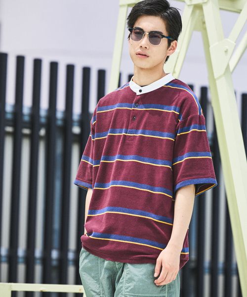 niko and .パイルボーダーラガーTシャツ ボルドー M メンズインナー ニコアンド 498907 and ST アンドエスティ(旧ドットエスティ) niko and .パイルボーダーラガーTシャツ ボルドー M メンズインナー ニコアンド 498907 and ST アンドエスティ(旧ドットエスティ)