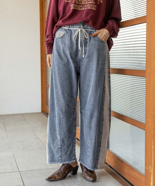 niko and .リメイク風コンビバレルパンツ ライトブルー L ウィメンズボトムス ニコアンド 498992 and ST アンドエスティ(旧ドットエスティ) niko and .リメイク風コンビバレルパンツ ライトブルー L ウィメンズボトムス ニコアンド 498992 and ST アンドエスティ(旧ドットエスティ)