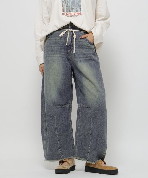 niko and .リメイク風コンビバレルパンツ ブルー M ウィメンズボトムス ニコアンド 498992 and ST アンドエスティ(旧ドットエスティ) niko and .リメイク風コンビバレルパンツ ブルー M ウィメンズボトムス ニコアンド 498992 and ST アンドエスティ(旧ドットエスティ)