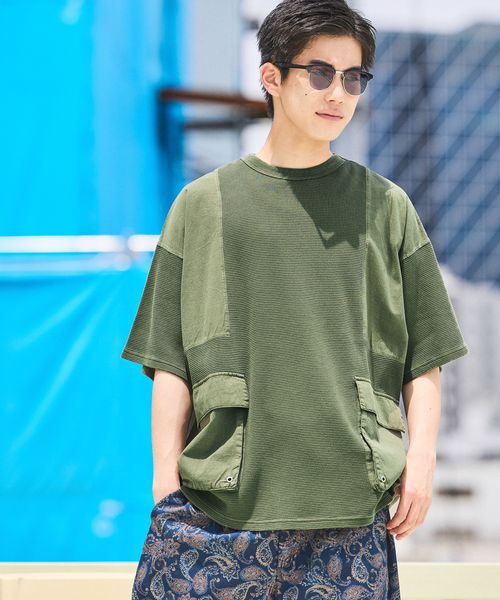 niko and .アウトポケット付き切り替えTシャツ カーキ M メンズインナー ニコアンド 568615 and ST アンドエスティ(旧ドットエスティ) niko and .アウトポケット付き切り替えTシャツ カーキ M メンズインナー ニコアンド 568615 and ST アンドエスティ(旧ドットエスティ)