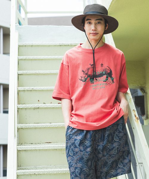 niko and .アニマルフォトプリントTシャツ オレンジ L メンズインナー ニコアンド 569080 and ST アンドエスティ(旧ドットエスティ) niko and .アニマルフォトプリントTシャツ オレンジ L メンズインナー ニコアンド 569080 and ST アンドエスティ(旧ドットエスティ)