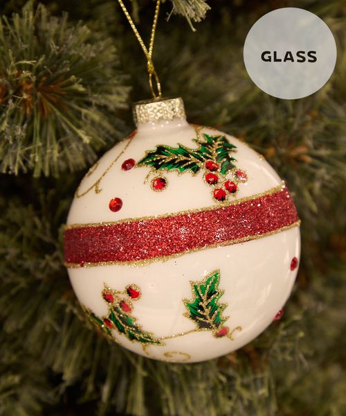 niko and .【2025Xmas】ガラスボールオーナメント/直径８cm ２ 季節（クリスマス） オフホワイト ニコアンド 570731 and ST アンドエスティ（旧ドットエスティ）